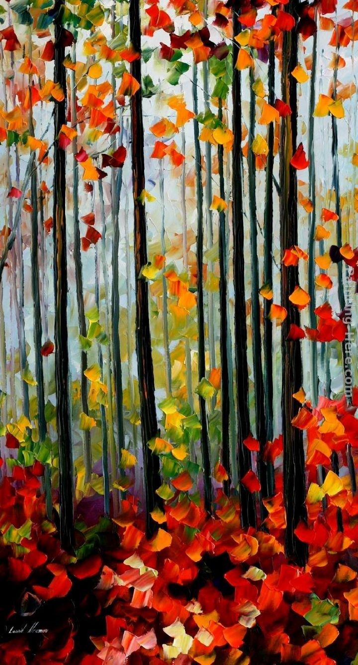 Leonid Afremov FALLING LEAFS IN THE FOREST